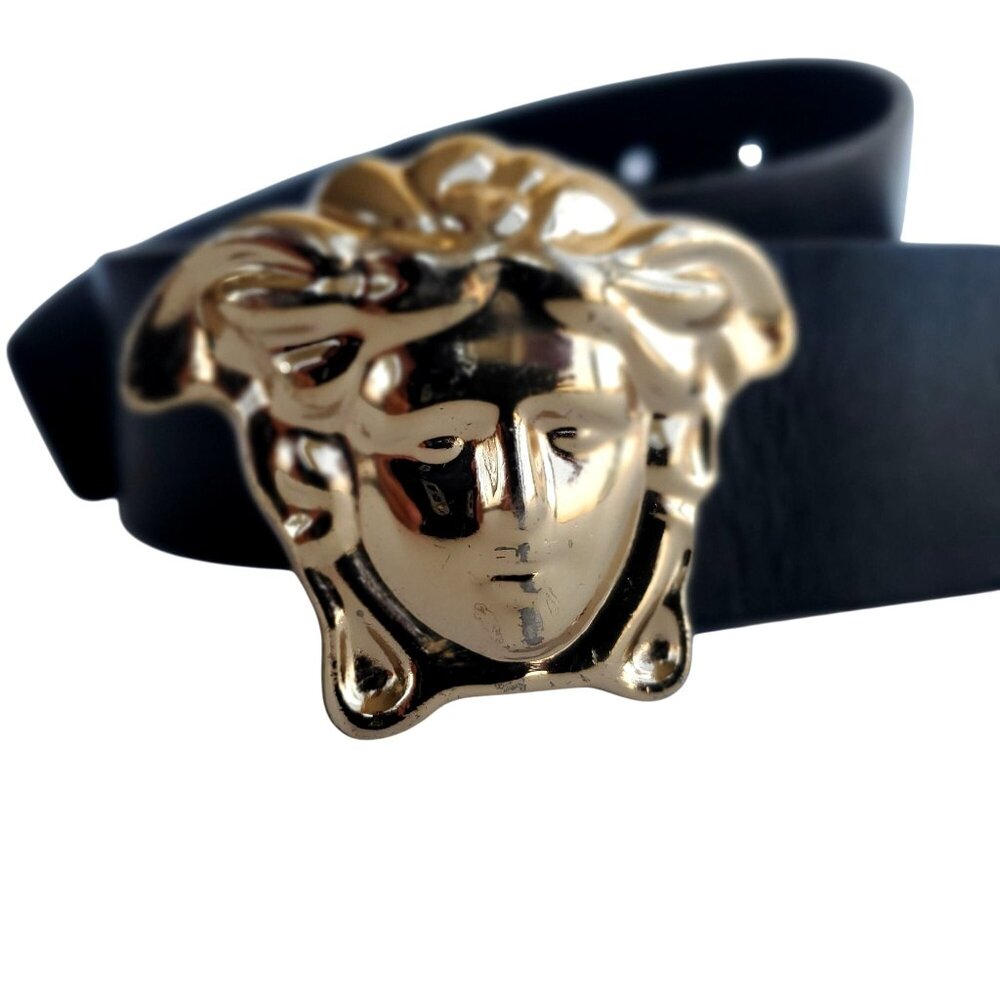 J Lindeberg Stockholm Vintage Leather Black Belt 32 Metal Mercury Buckle M - Picture 5 of 10